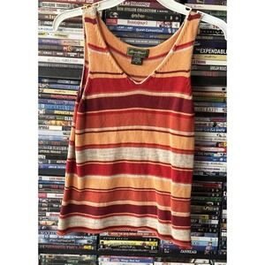 Colorful Cotton Blend Stretch Tank Top Eddie Bauer Red Orange M Medium Womens